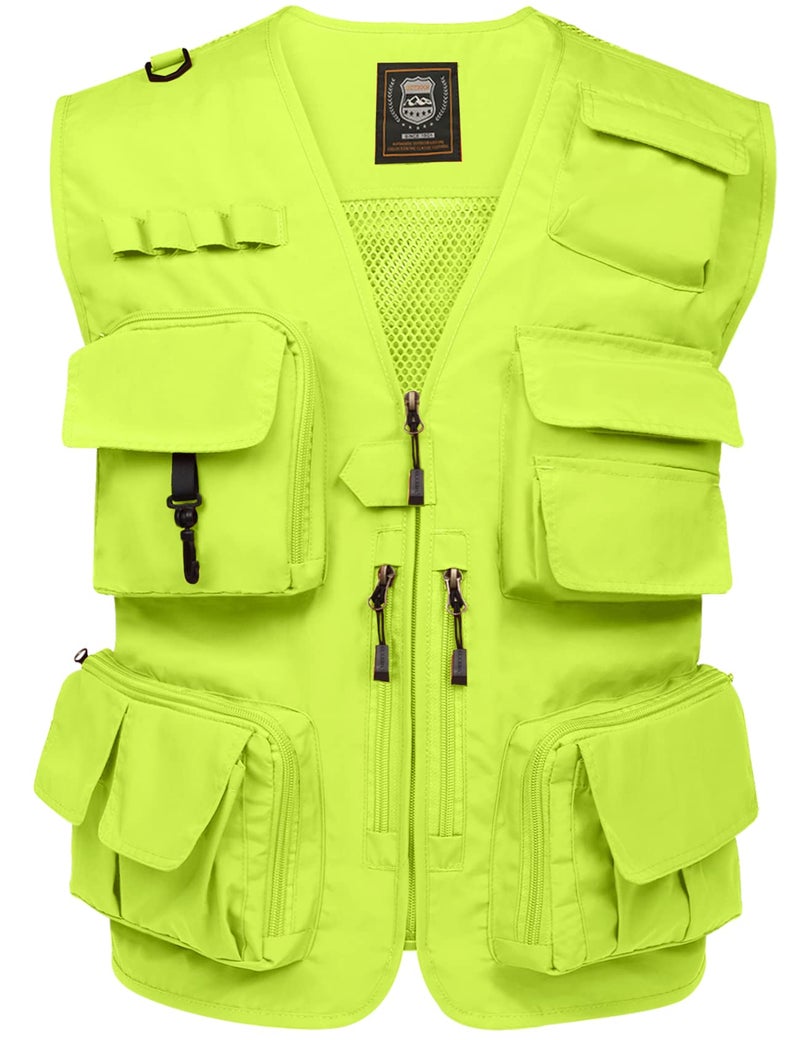 PEHMEA Men's Fishing Vest Utility Detachable Summer Vests with Pockets for Safari Travel Outdoor Work Photo Cargo Fly(Green-M) - Image 1